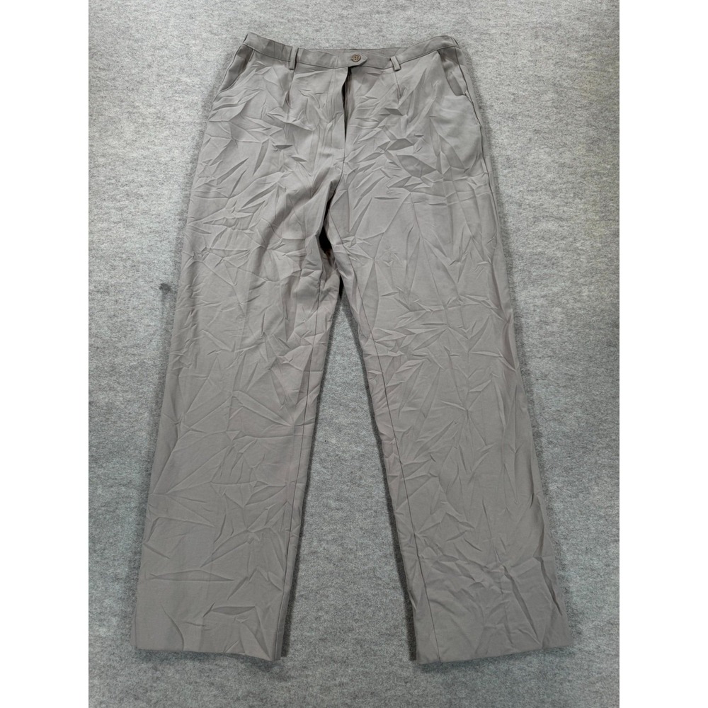 Koret Dress Pants Women 16 Gray Stretch Pleated High Rise Straight Leg Business